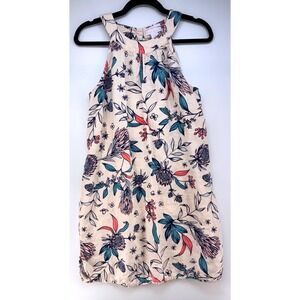 Botanical Print Floral Linen Sleeveless Dress Sz M Cottagecore Boho Euro Summer